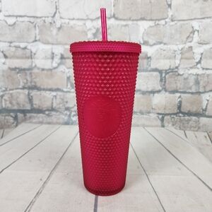 Starbucks Fall 2021 Neon Pink Studded Cold Cup Soft Touch Jelly Venti 24oz